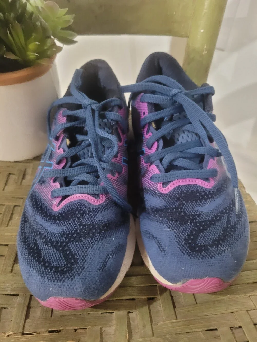 Asics Women's Gel Nimbus 23 Navy Pink Athletic Running Sneakers Size 7.5